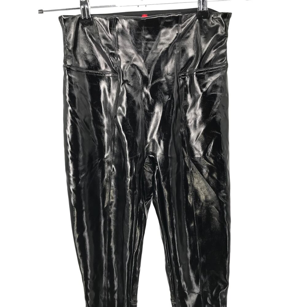 Spanx Black Shiny Faux Patent Leather Legging Size S High Waist - Picture 3 of 10
